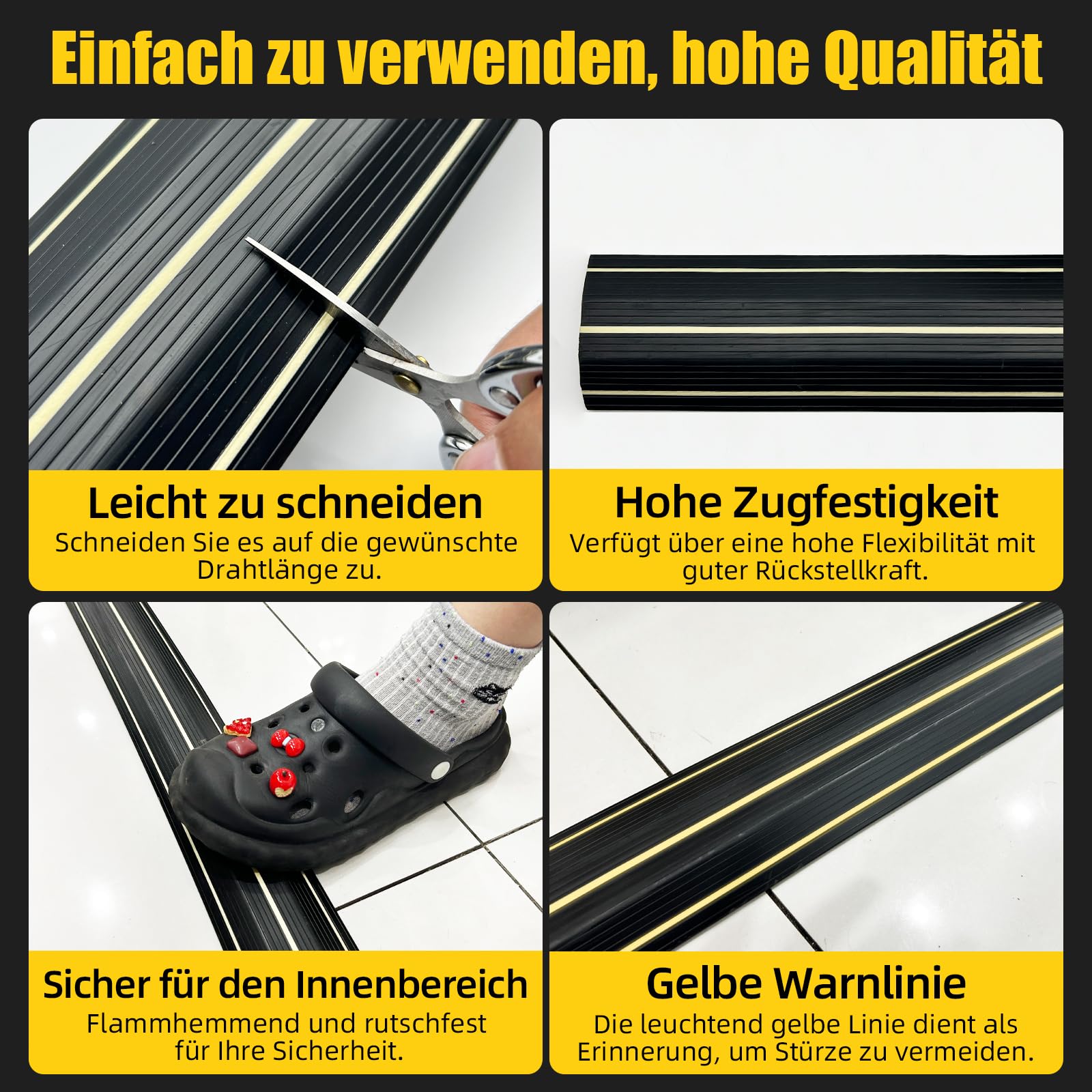 SUPEASY Bodenkabelbrücke, 3 Meter Bodenkabelkanal, Flexibler PVC-Bodenkabelschutz - Kabelabdeckung für Büro, Werkstatt, Lager, Konzerte - Kabelmanagement & Stolperfallschutz