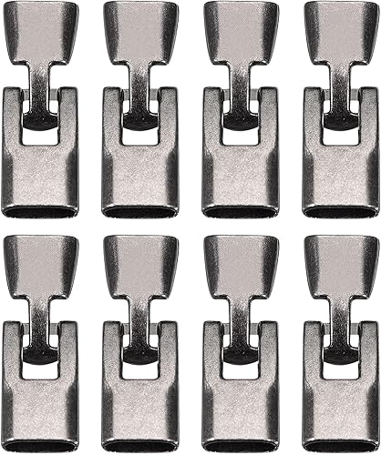 uxcell 8 juegos de pulseras de aleación de plata, cierres de hebilla plana, cierres de 1.378 in, conector de tapa de extremo de cordón de cuero para