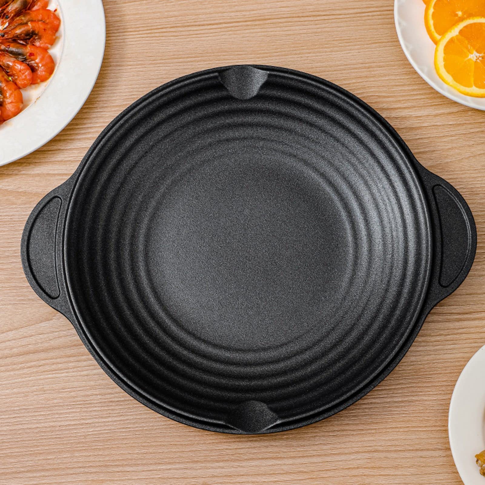 FLEXMAN Griglia Antiaderente, Griglia Multifunzione in Lega di Alluminio Nera, Padella Profonda, Accessori per Fornelli per Barbecue Rotondi per Barbecue, Campeggio, Viaggi (38 cm)