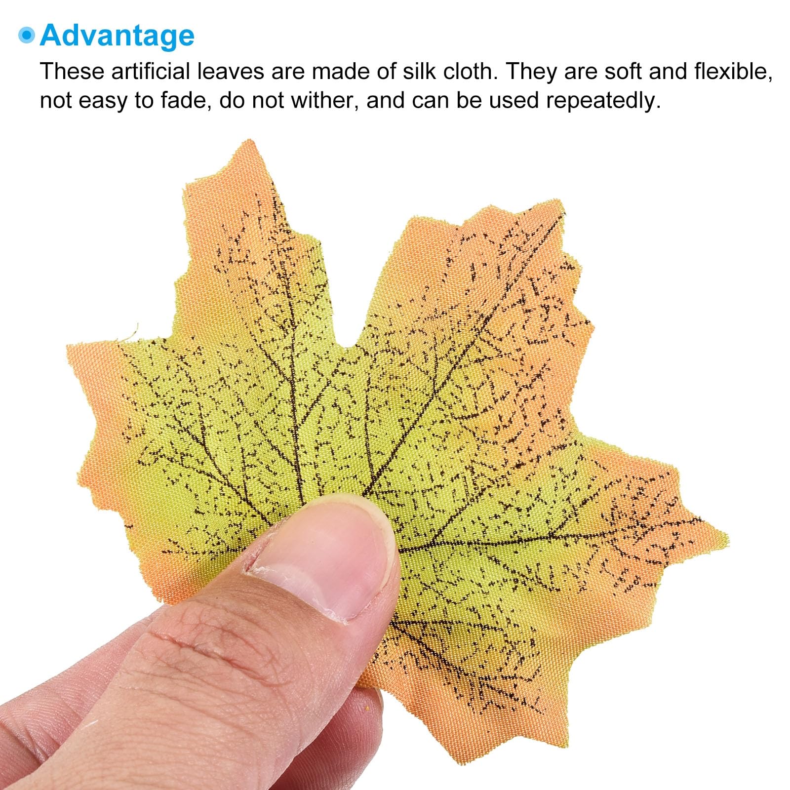 PATIKIL Artificial Leaves, 400Pcs Fall Maple Autumn Fake Leaf for Wedding Party Thanksgiving Halloween Decoration, Green - Image 4