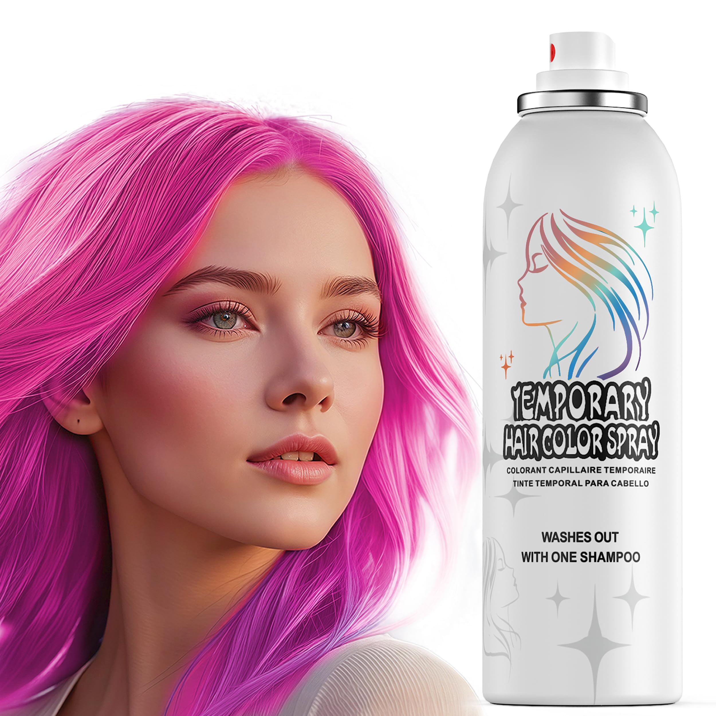 Temporäre Haarfarbenspray | 150ml Sofort Haarfarbenspray für Erwachsene & Kinder | Waschbar & Nicht Klebend, Sanfte Formel, Pink | Halloween, Cosplay, Kostümparty, Feste