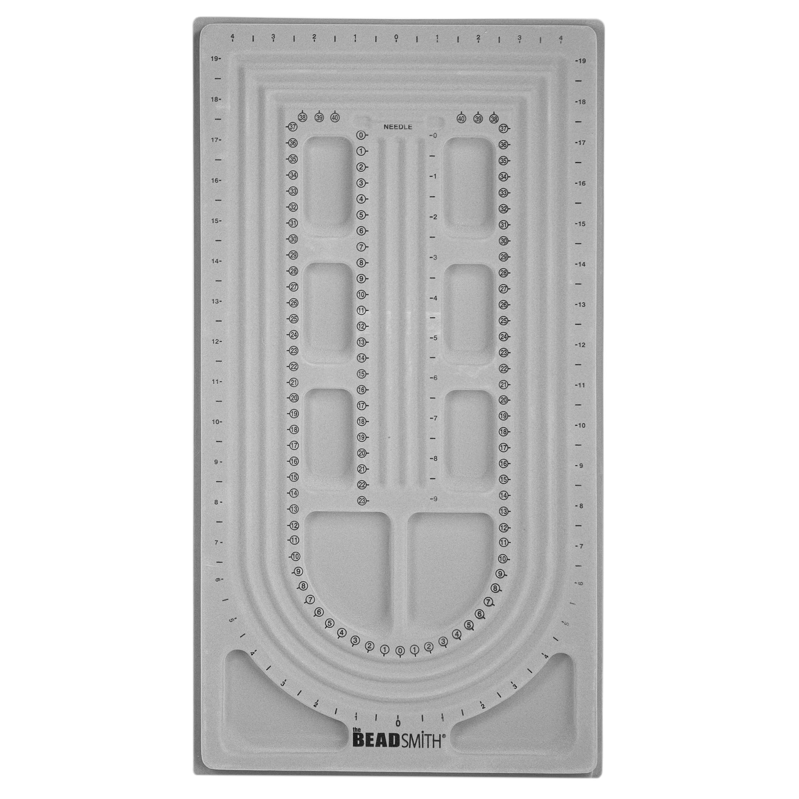The Beadsmith Bead Board, Grey Flocked, 3 U-Shape and 3 Straight Channels, 10 x 18.5 inches, Design Boards for Creating Bracelets, Necklaces and Other Jewelry
