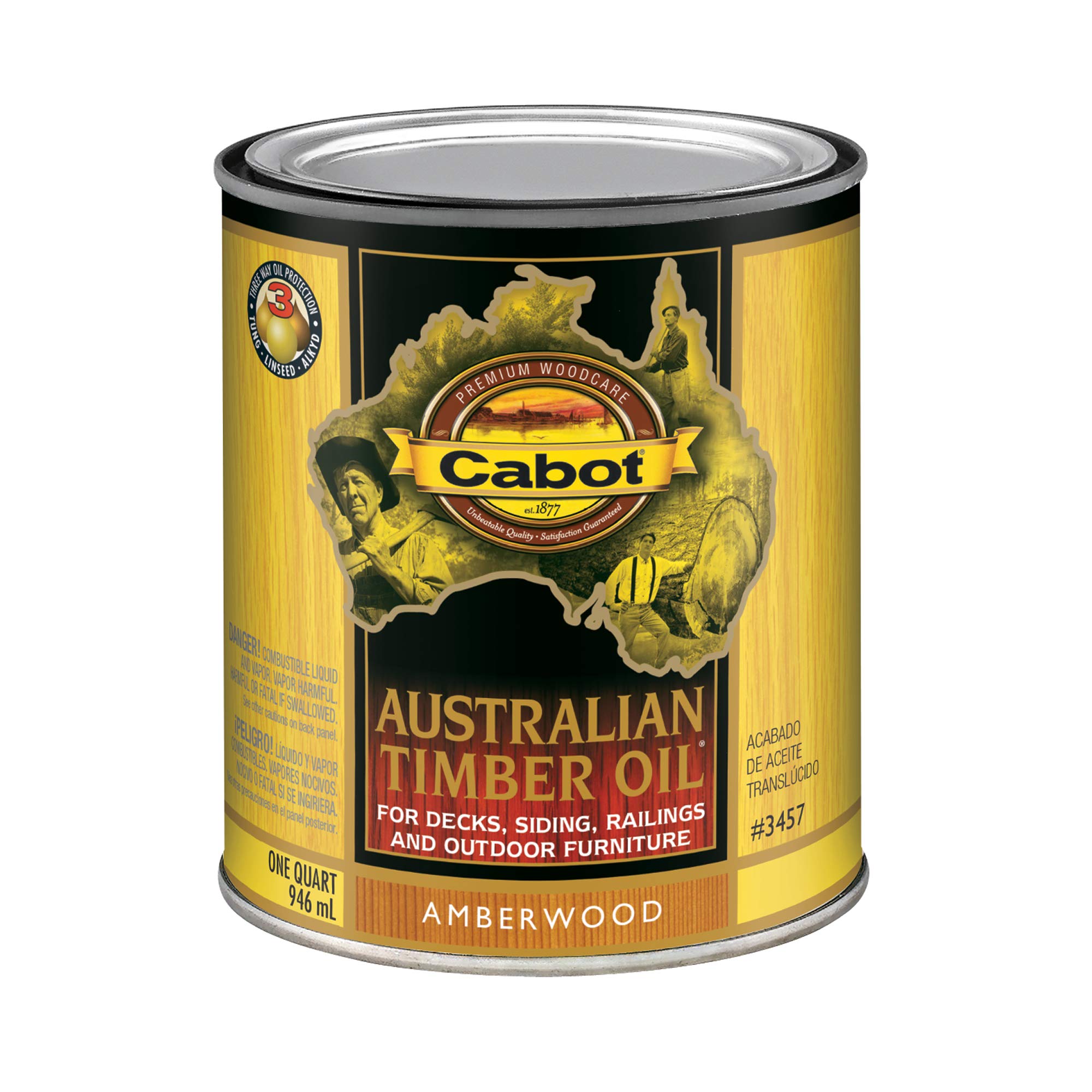 Cabot Australian Timber Oil Wood Stain and Protector, Amberwood, 1 Quart