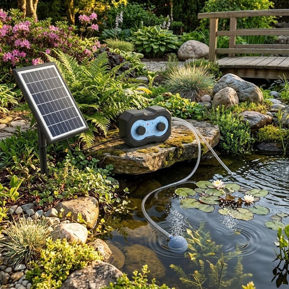 Solar Teichbelüfter Pumpe mit Backup und Metall