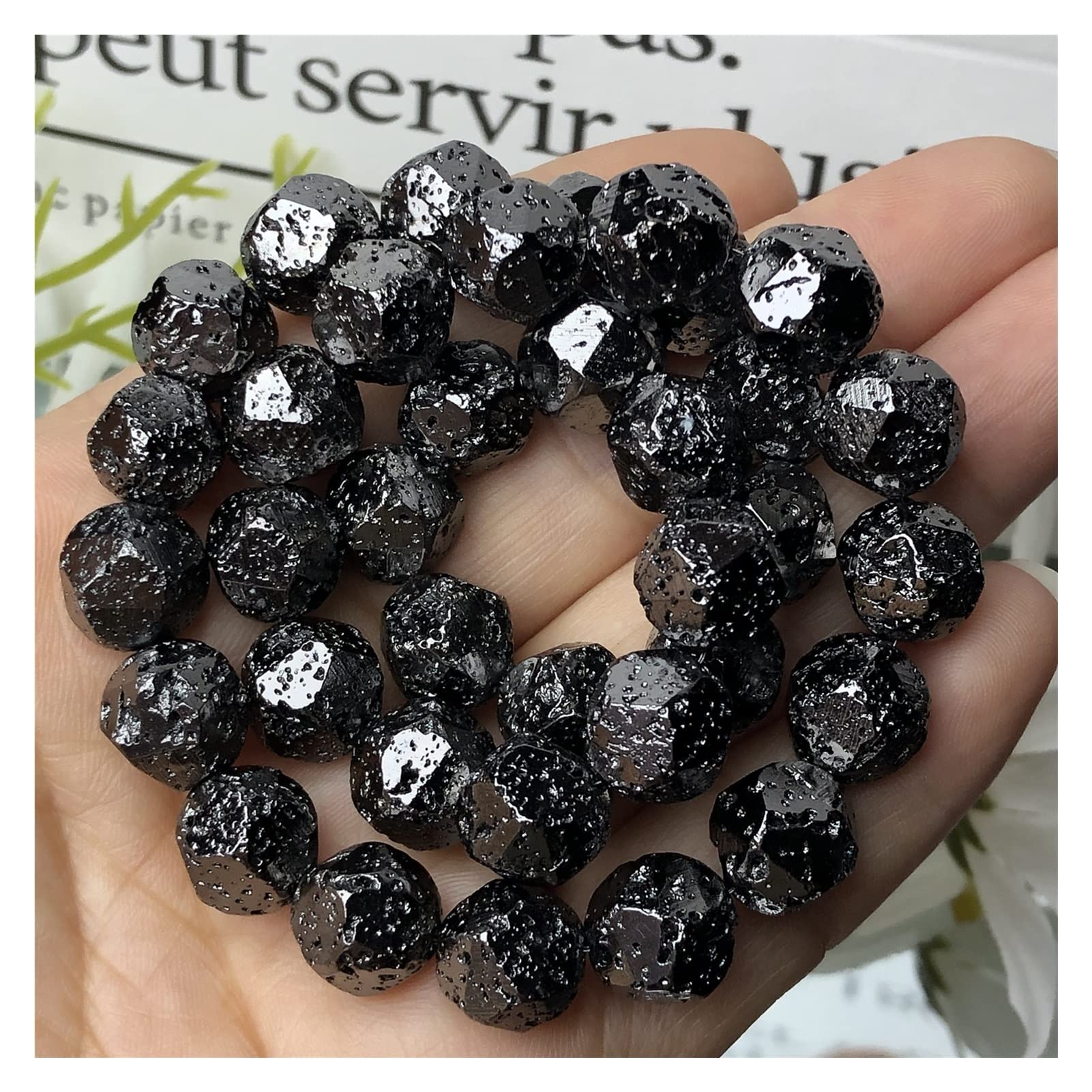 LYVQZPWLRKategoria: Naturalne koraliki okrągłe, Naturalne fasetowane KC Gold Rock wulkaniczne koraliki z hematytu luźne koraliki dystansowe do tworzenia biżuterii DIY bransoletka energetyczna Z923(Sch