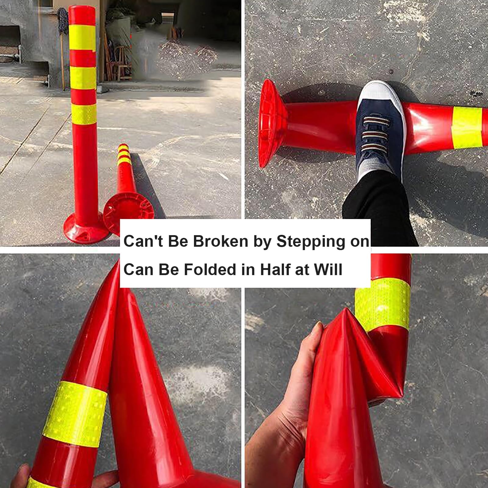 75cm Columna de Advertencia Reflectante, Cono de Seguridad, Barrera de Seguridad de Estacionamiento, Poste de Seguridad para Intersecciones Urbanas, Estacionamientos y Obras de Construcción