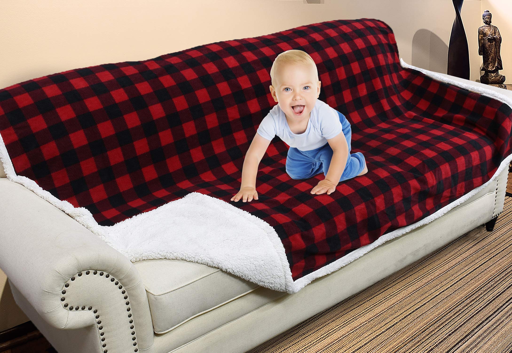 Catalonia Waterproof Blanket,Pee Proof Couch Sofa Bed Protector Cover for  Baby,Super Cozy Plush Fleece Warm Sherpa Lining Throws and Blankets