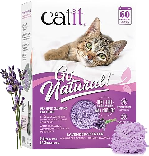 Catit Go Natural Pea Husk Clumping Cat Litter 14.8 lb, Lavanda
