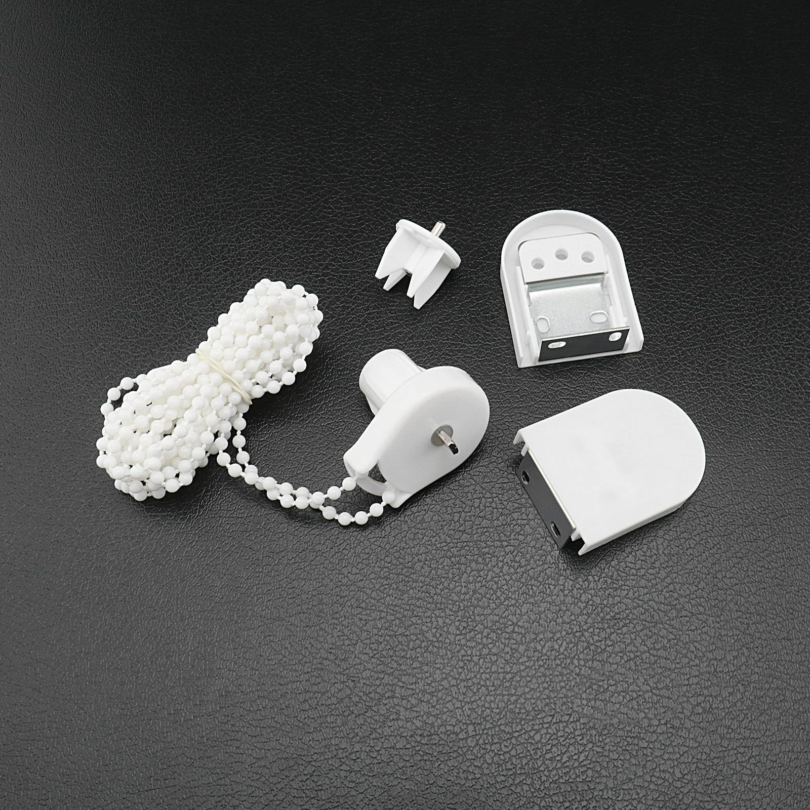 ECSiNG Zestaw naprawczy do rolet 25mm, plastikowa klamra do rolety, złącze do rolety, koraliki, łańcuch, akcesoria do rolet 25mm, biały