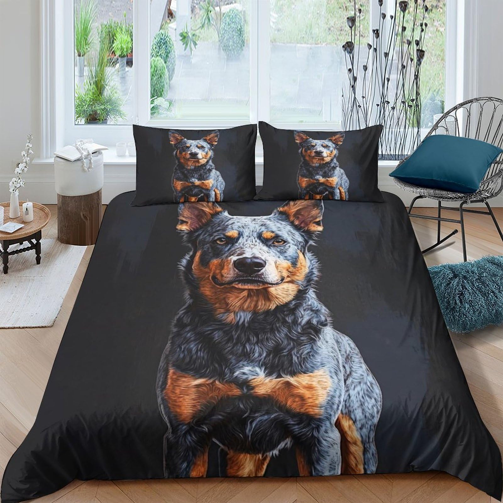 Ctjqhvkz Style-9 3D Printed Rottweiler Fitted Sheet Microfiber Black Brown Dog Bed Cover For Bedroom Guest Room Mattress Protection Single（135X200cm）