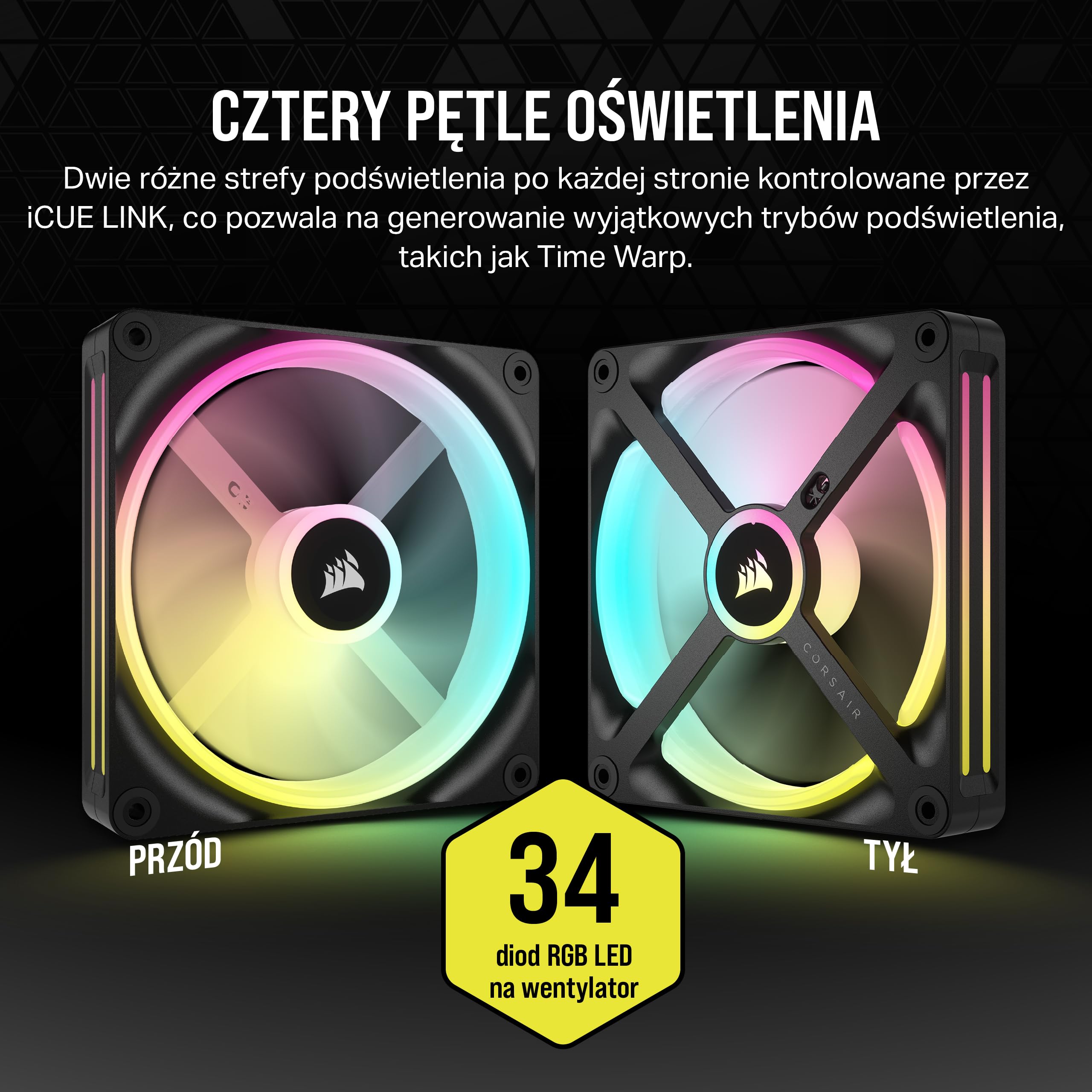 Corsair iCUE LINK QX140 RGB 120 mm Wentylatory – 2x Zestaw — Czarny | Magnetyczna kopuła, zestaw startowy z kontrolerem iCUE LINK, wydajne chłodzenie