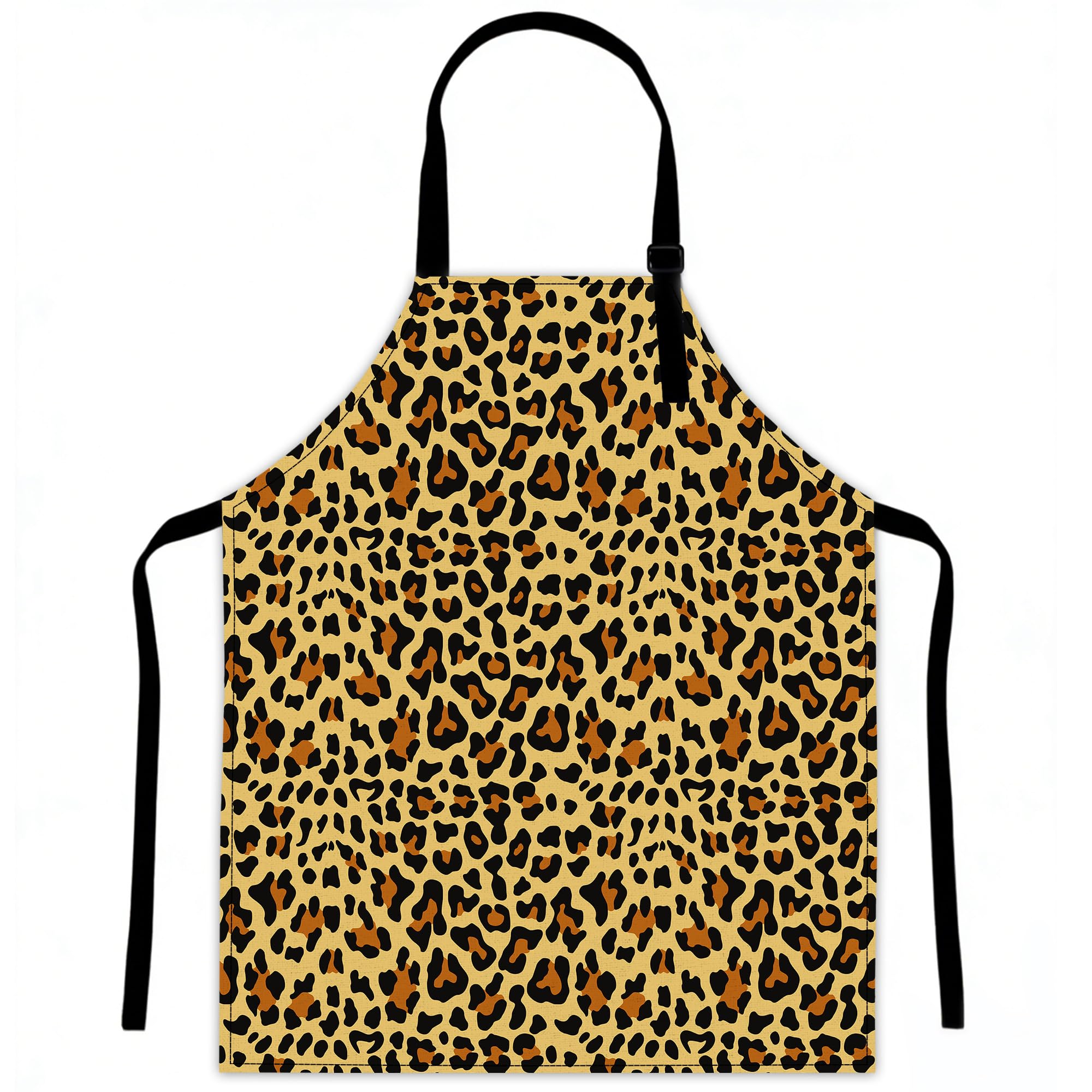 Lqebuy Women's Leopard Print Kitchen Aprons Adjustable Cooking Apron Bib For Men Chef Cooking Baking Gardening