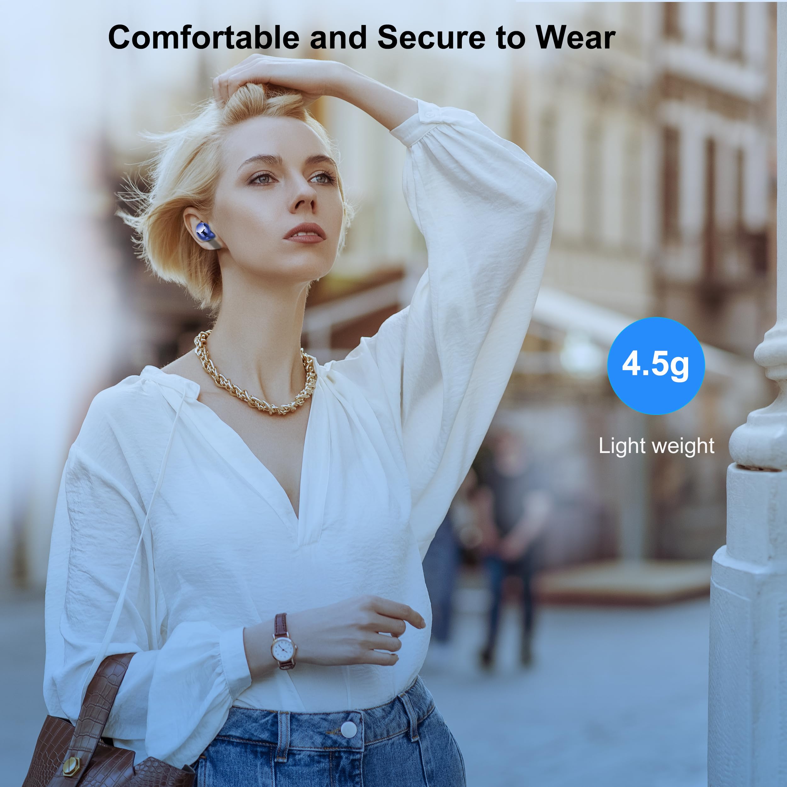 Auriculares Bluetooth, auriculares inalámbricos Bluetooth 5.3 con 4 micrófonos de cancelación de ruido ENC, auriculares inalámbricos 2026, 128 horas de tiempo de reproducción, indicador LED, IP7
