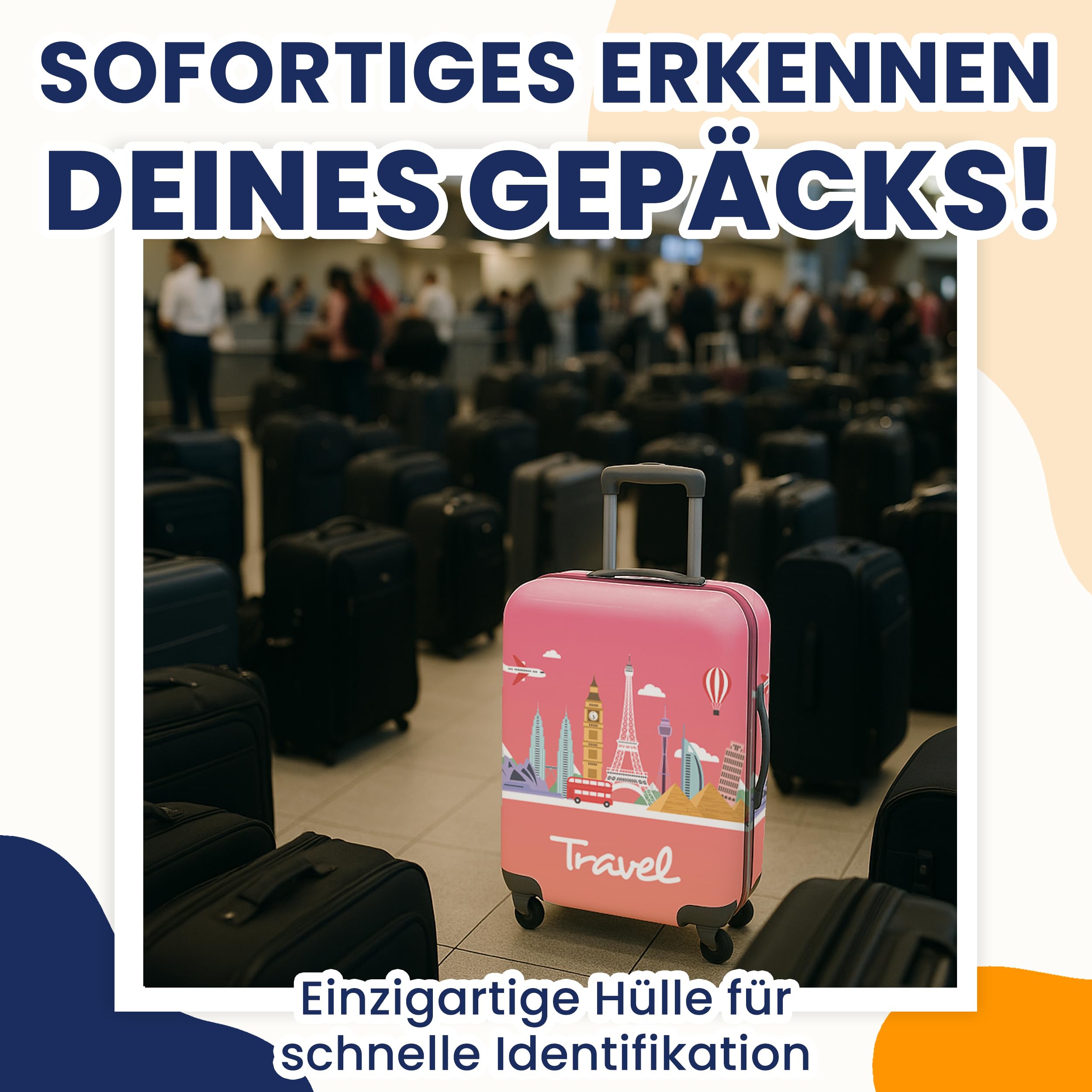 Kofferhülle Kofferschutzhülle XL mit Kofferanhänger | Koffer Überzieher mit Reißverschluss | Kofferhülle Xl Kofferüberzug Schutzhülle | Koffer Schutzhülle XL, Rosa Reise