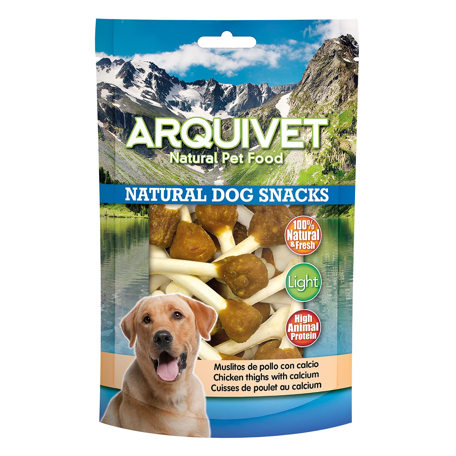 Arquivet Pack 12 Unidades Snacks Muslitos de Pollo con Calcio 100 gr - Natural Dog Snacks - 100% Natural - Chuches, premios, golosinas para Perros - Producto Light - Muy Rico en nutrientes