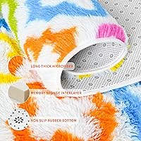 Vista 6 de Tepook - Alfombra de área mullida y colorida con diseño de arco iris, alfombras marroquíes geométricas modernas afelpadas para niños, sala