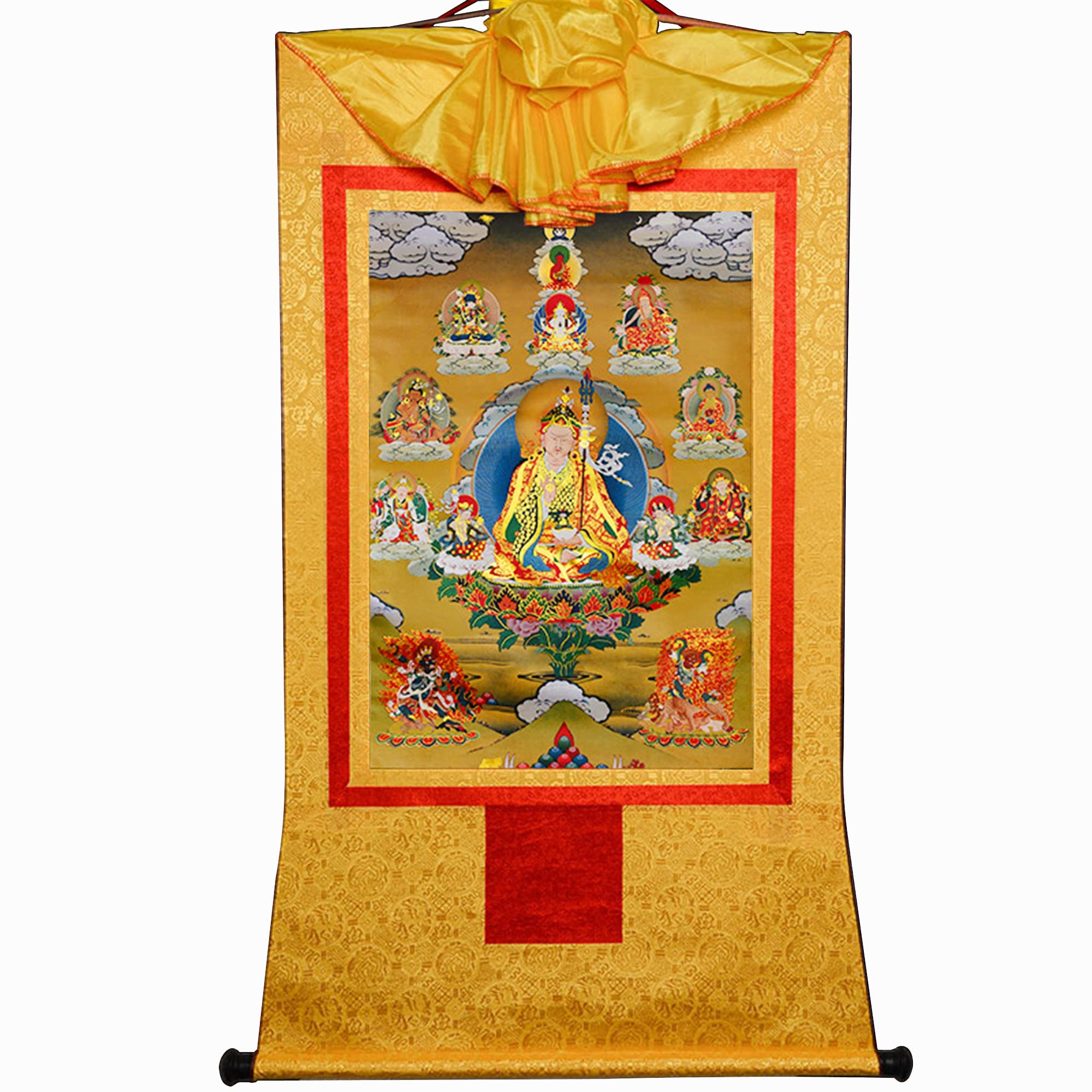 Gandhanra Tibetan Buddhist Thangka Wall Hanging,The Eight Forms of Guru Rinpoche Thangka,Padmasambhava,Hot Stamped Brocade Buddhist Tapestry for Zen Home Decor, Meditation, Spiritual Relaxation โ image 1