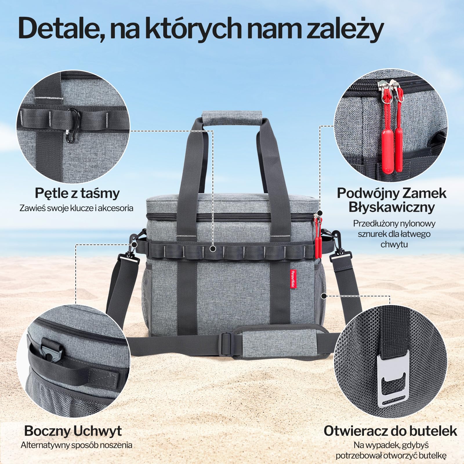 Torba Termiczna 20L, Składana Miękka Torba Chłodząca, 12h Chłodzenie, Lekka Skrzynka Chłodząca, Izolowana Torba Termiczna, Przenośna na Kemping, Piknik, Plażę, Pracę, Podróże