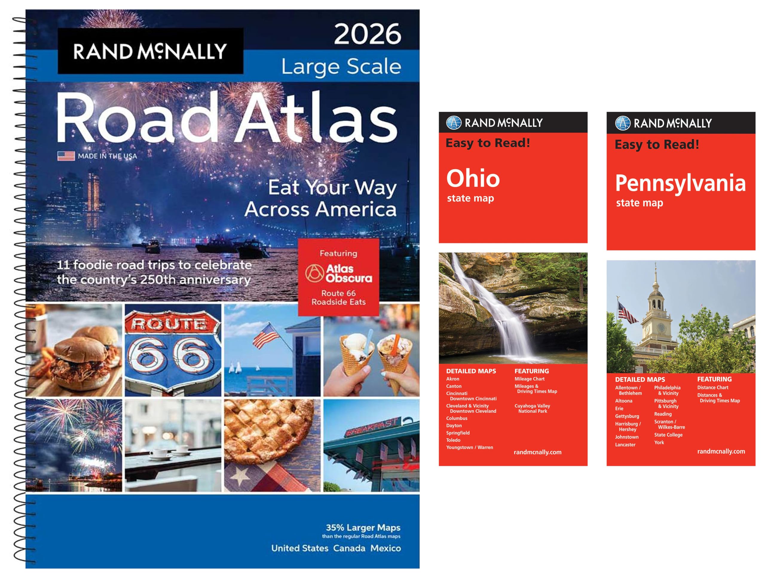 2026 Large Scale Road Atlas with Easy to Read Ohio & Pennsylvania State Maps
