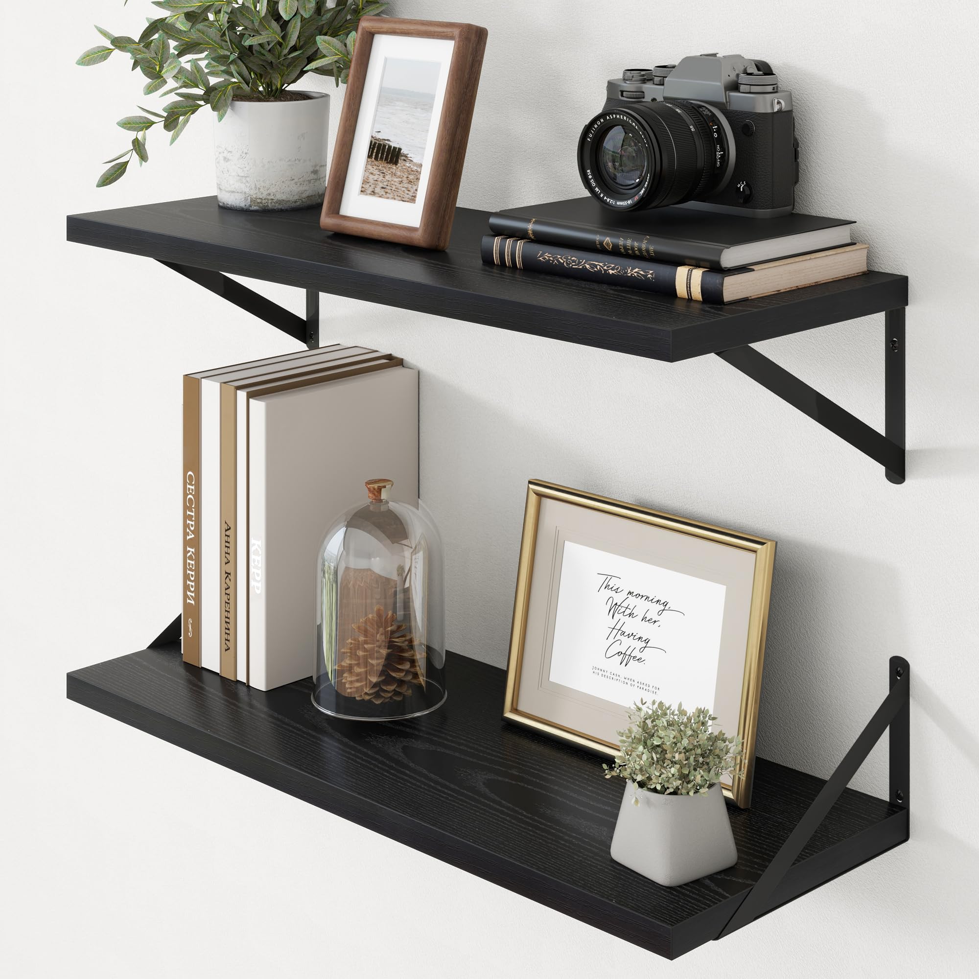 Axeman Deep Floating Shelves - 30 Inch Black Set of 2
