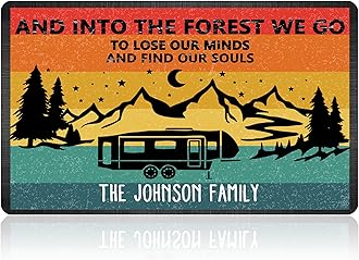 Custom Camping Door Mat with Family Name Personalized Camping Welcome Mats for Front Door Porch Entryway Gifts for Camper Lovers Made in USA