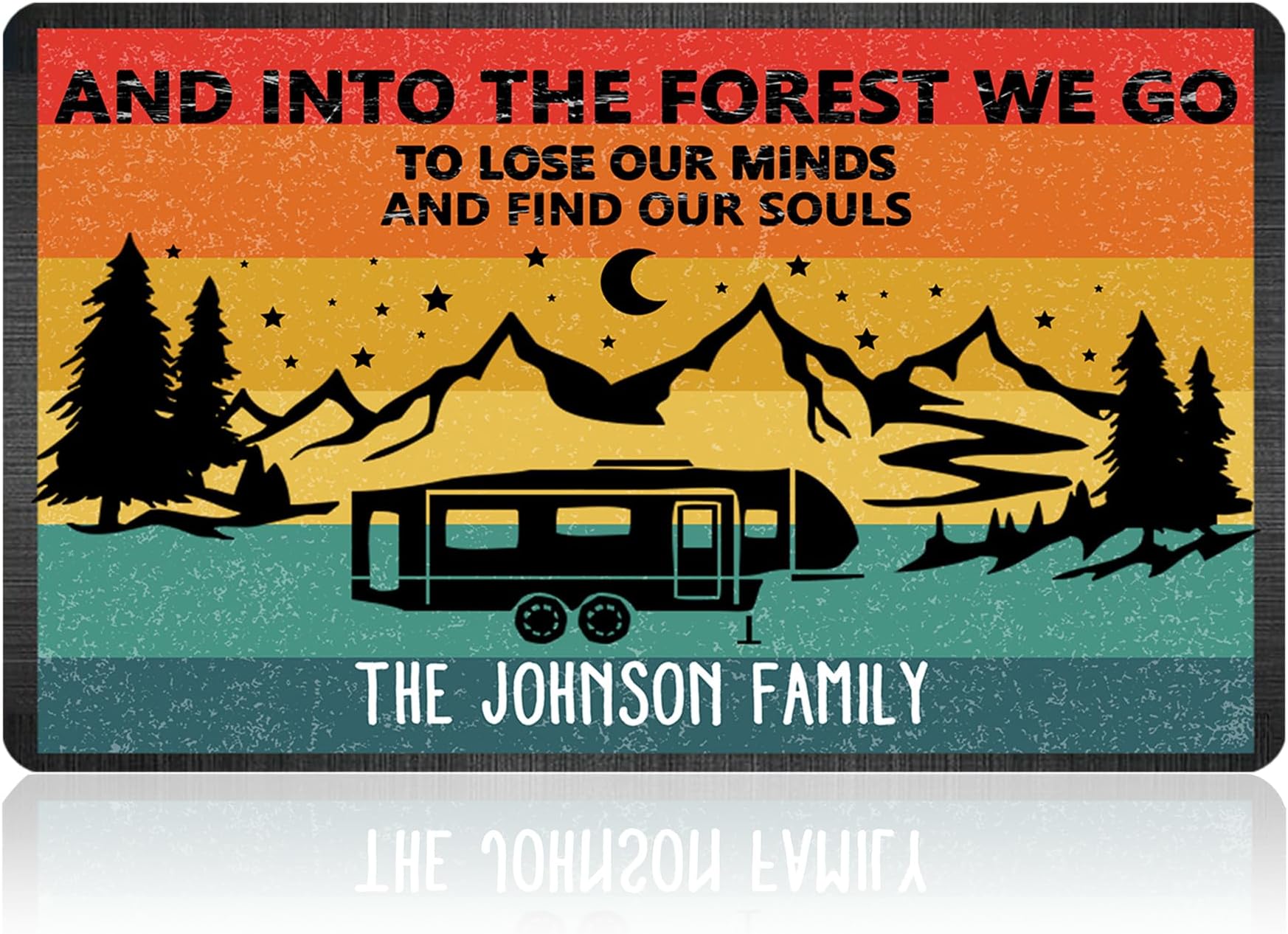 Custom Camping Door Mat with Family Name Personalized Camping Welcome Mats for Front Door Porch Entryway Gifts for Camper Lovers Made in USA