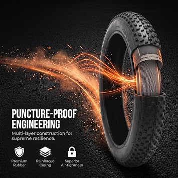 20 Bike Fat Tire, 76-406/20x3.0-inch Snow Tires | E Bike Fat Tires 20 All-Terrain Tires Mountain Bike Tire, Replacement Tire Compatible with Urban