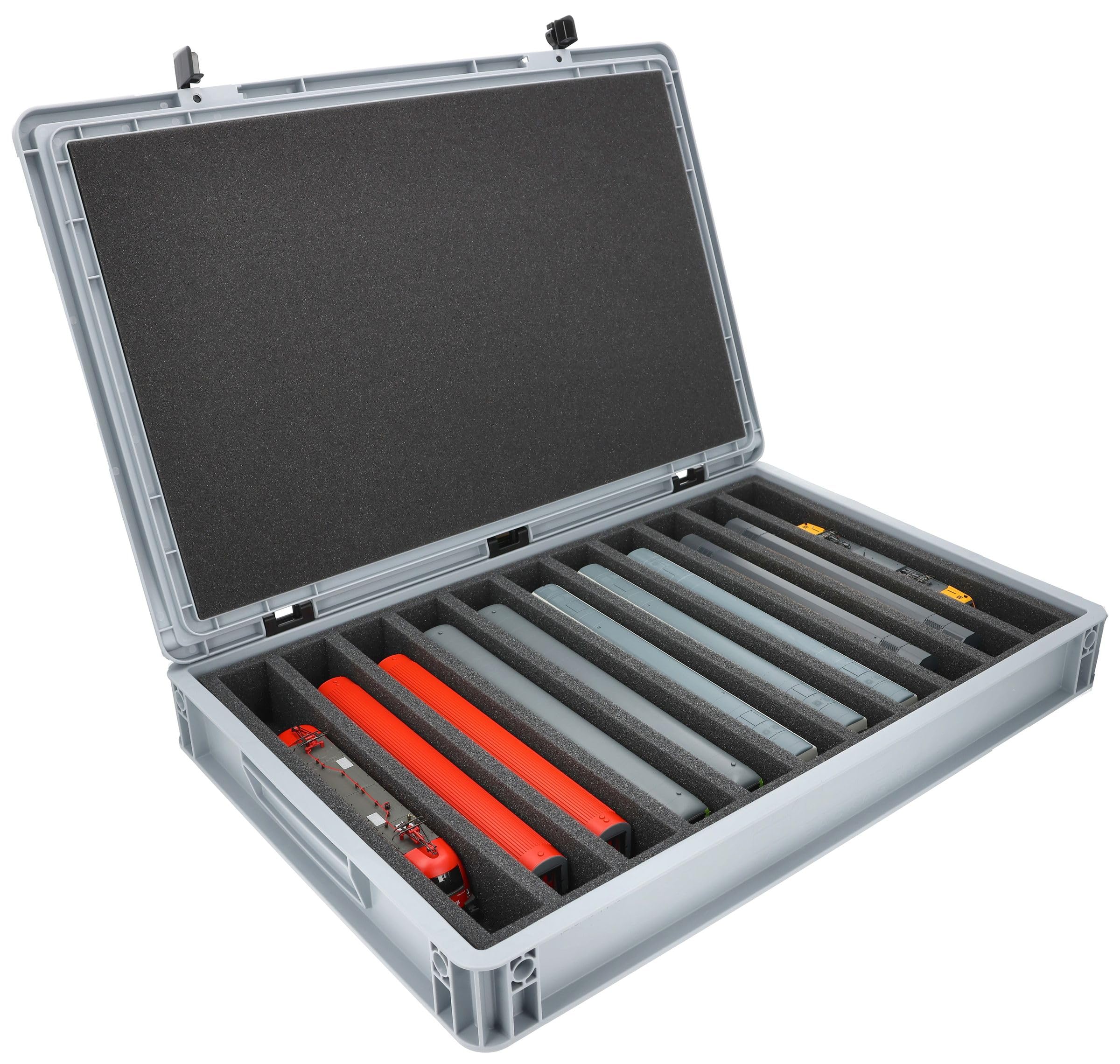 Coffret De Rangement Feldherr Pour Modélisme Ferroviaire H0 - Eurobox 60x40cm Avec Insert Mousse 11 Compartiments