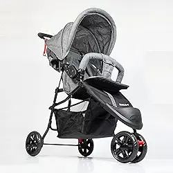 Carrinho De Bebê EasyGo Cesto 3 Rodas Até 15kg KaBaby Cinza