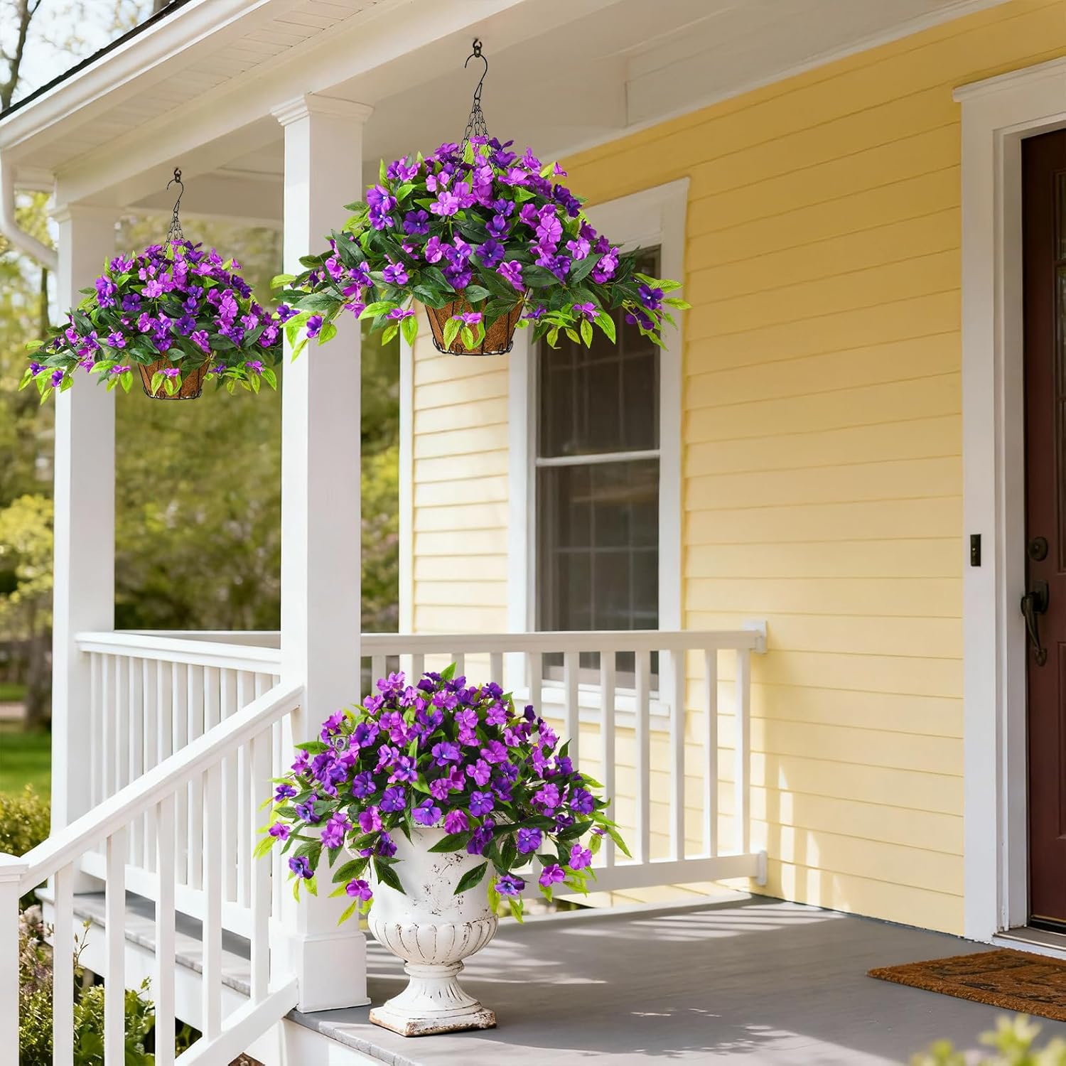 Artificial Flowers for Outdoor, 2 Bundles UV Resistant Fake Plants Decoration Realistic Faux Silk Flowers No Fade Plastic Flowers for Outside Planters Home Porch Patio Yard Garden Decor - Image 3