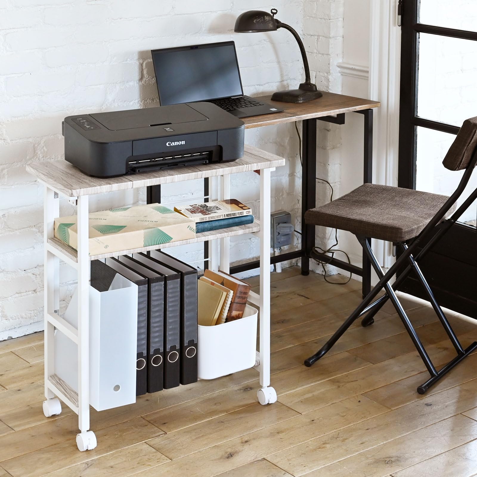 ☆全国送料無料☆ デスク 机 キャスター無 折り畳み アイボリー 他  