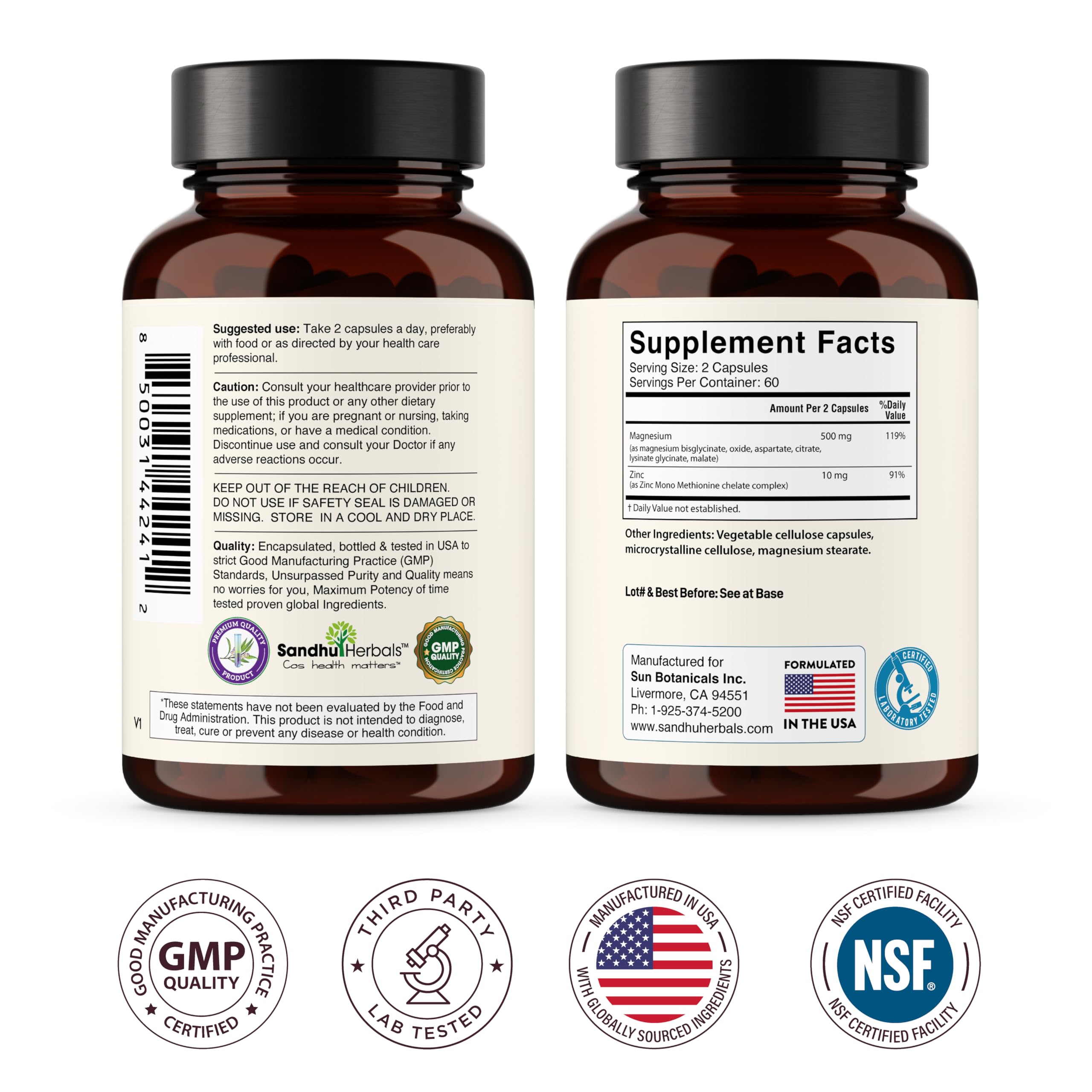 Magnesium Complex 500mg 120 Capsules for Sleep & Relaxation | Women & Men — Amazon image 8