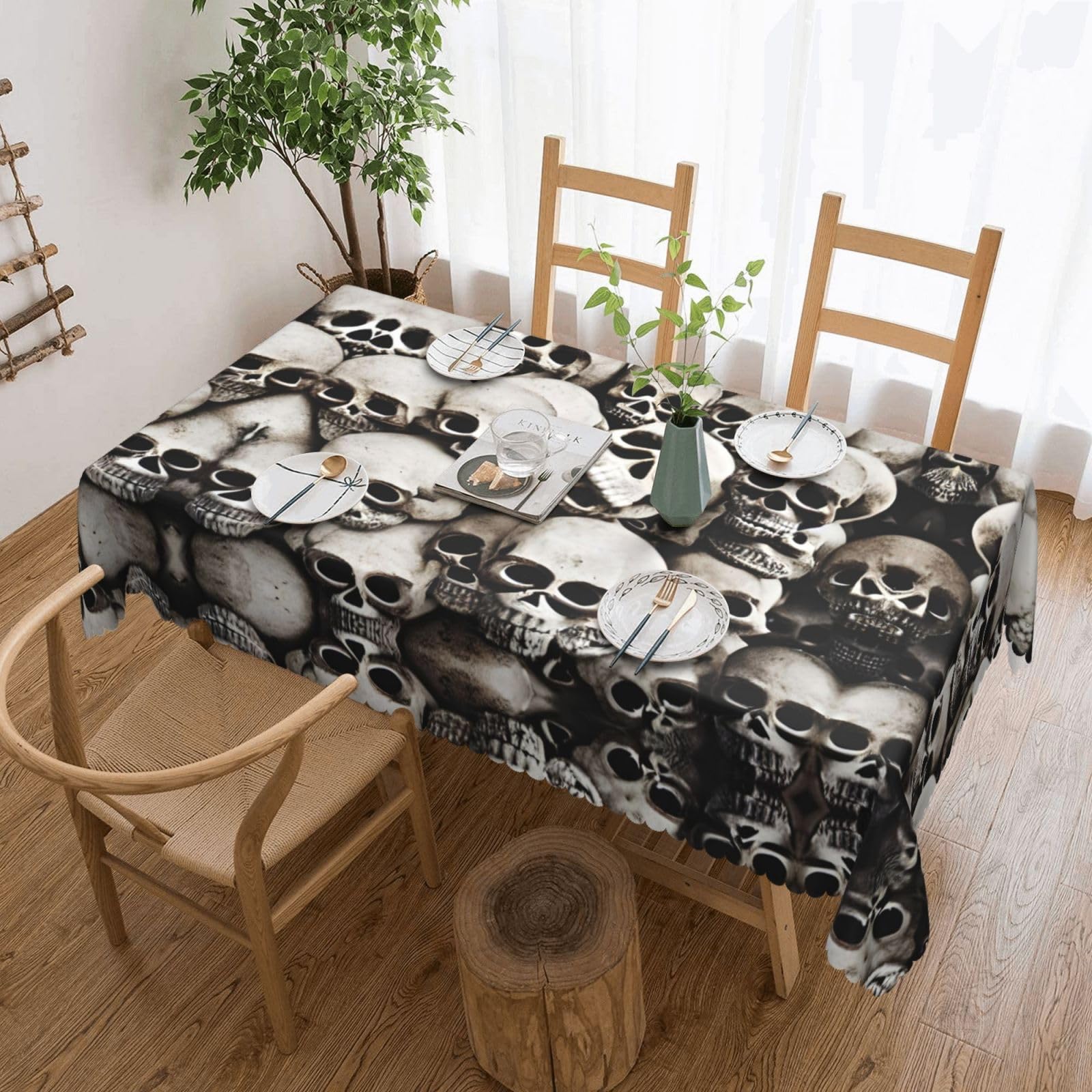 HLBSDM Mexican Skull Print Rectangle Washable Tablecloth Decorative Table Cover for Dining Table Buffet Parties