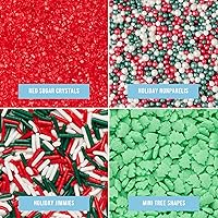 Vista 3 de Sweets Indeed Mezcla de chispas navideñas – Mezcla navideña de 10.90 onzas Jimmies comestibles, Nonpareils y perlas de azúcar para decorar Navidad