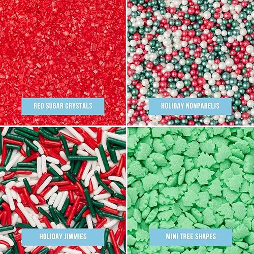 Miniatura 3 de Sweets Indeed Mezcla de chispas navideñas – Mezcla navideña de 10.90 onzas Jimmies comestibles, Nonpareils y perlas de azúcar para decorar Navidad