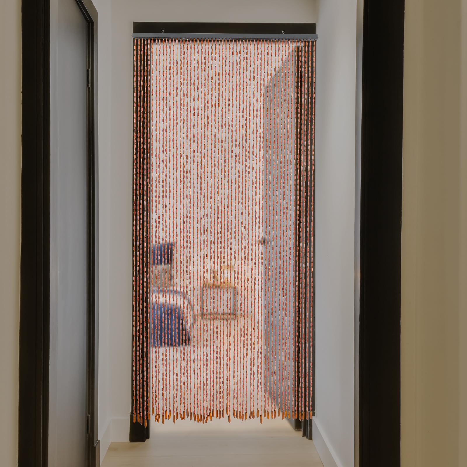 Rideau de porte en bambou et bois pour portes d'entrée, armoires, fenêtres, portes de chambre à coucher, portes de salle de bain, café, 200 x 90 cm