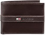 Tommy Hilfiger Portefeuille en cuir pour hommes - Mince Sleek Casual Bifold avec 6 Poches de cartes de crédit et amovibles ID Fenêtre, Brun foncé