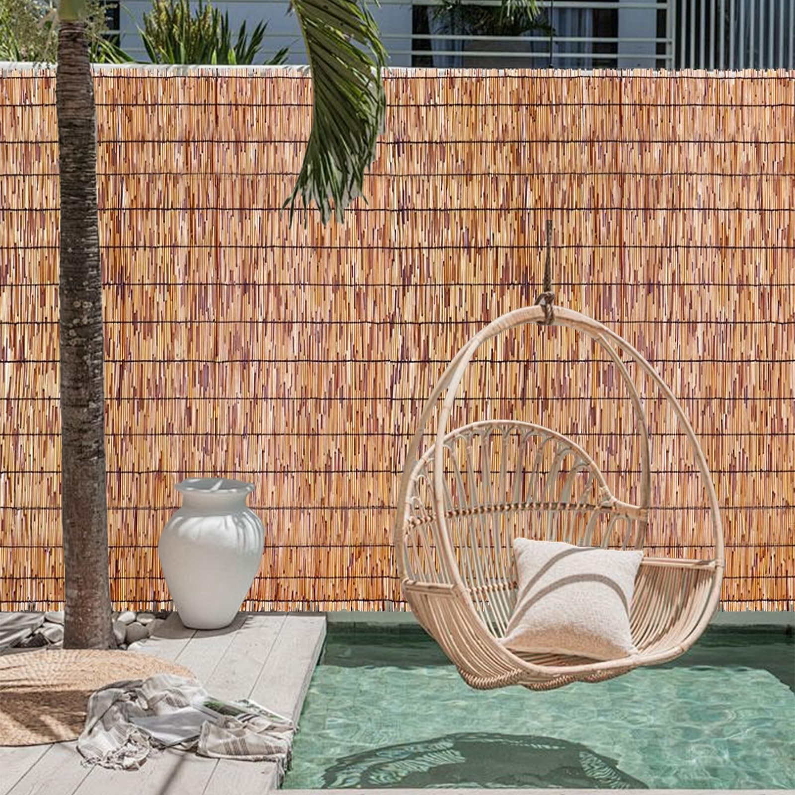 Recinzione di Canne Impermeabile Canniccio Recinzione Giardino Parasole Traspirabilità Facile da Installare Naturale Bamboo da Esterno per Decorazioni E Coperture(Size:110x400cm)
