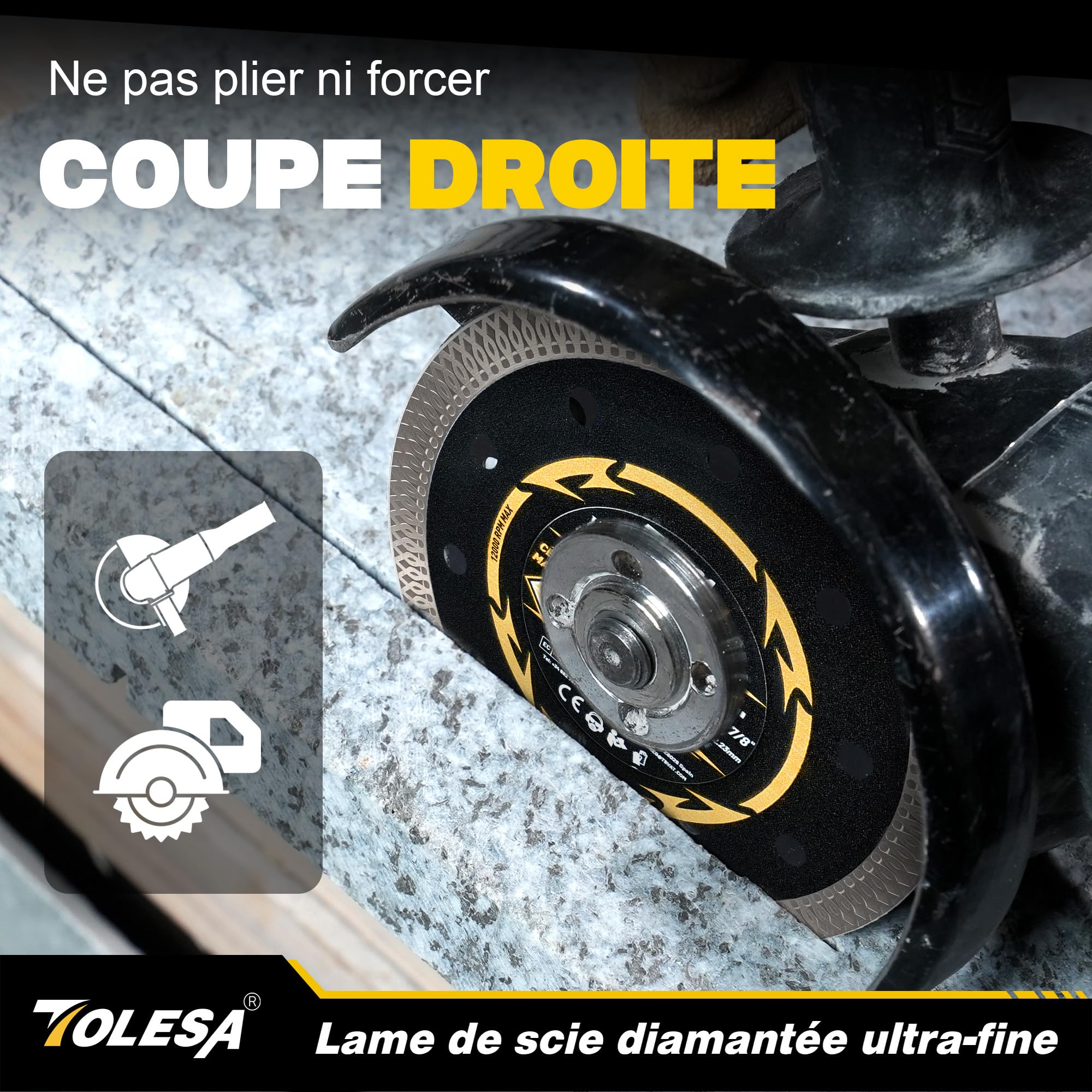 TOLESA Disque Diamant 125 mm, Disque de Coupe Extra Fin pour Carrelage, Céramique, Marbre et Granit, Coupe à Sec ou à l’Eau, Alésage 22,23 mm avec Bagues 20 mm & 16 mm (Lot de 3)