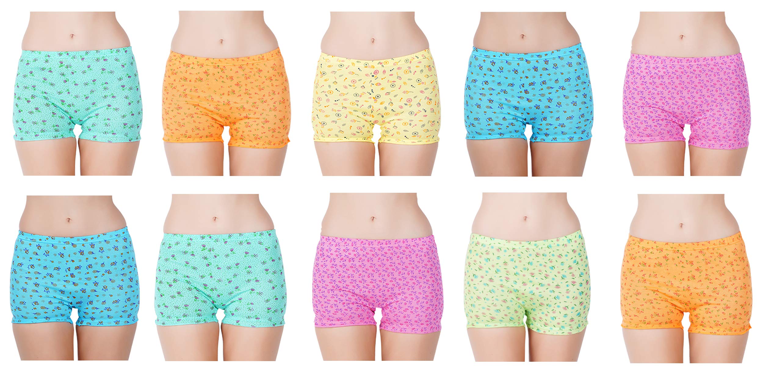 Bloomer Panty 100% Soft Light Color Cotton Boy Shorts Inner wear Pack of 10-image-7