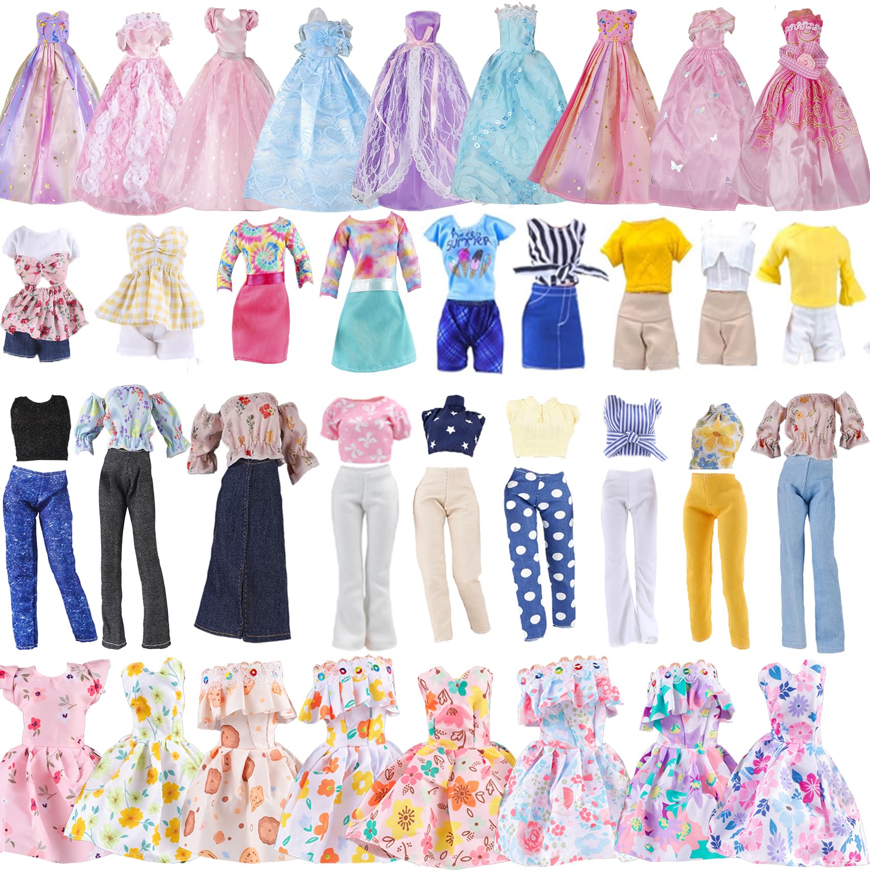 YAMASO 10 Sets Doll Clothes Fashion Wear Outfits withs 10 Pairs Shoes for 11.5-Inch Girl Doll (Random Style)