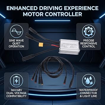 Motor Controller, 36V 48V 250W-350W Sine Wave with 6 Mosfet Tubes, for Electric Bicycle and Scooter Conversion