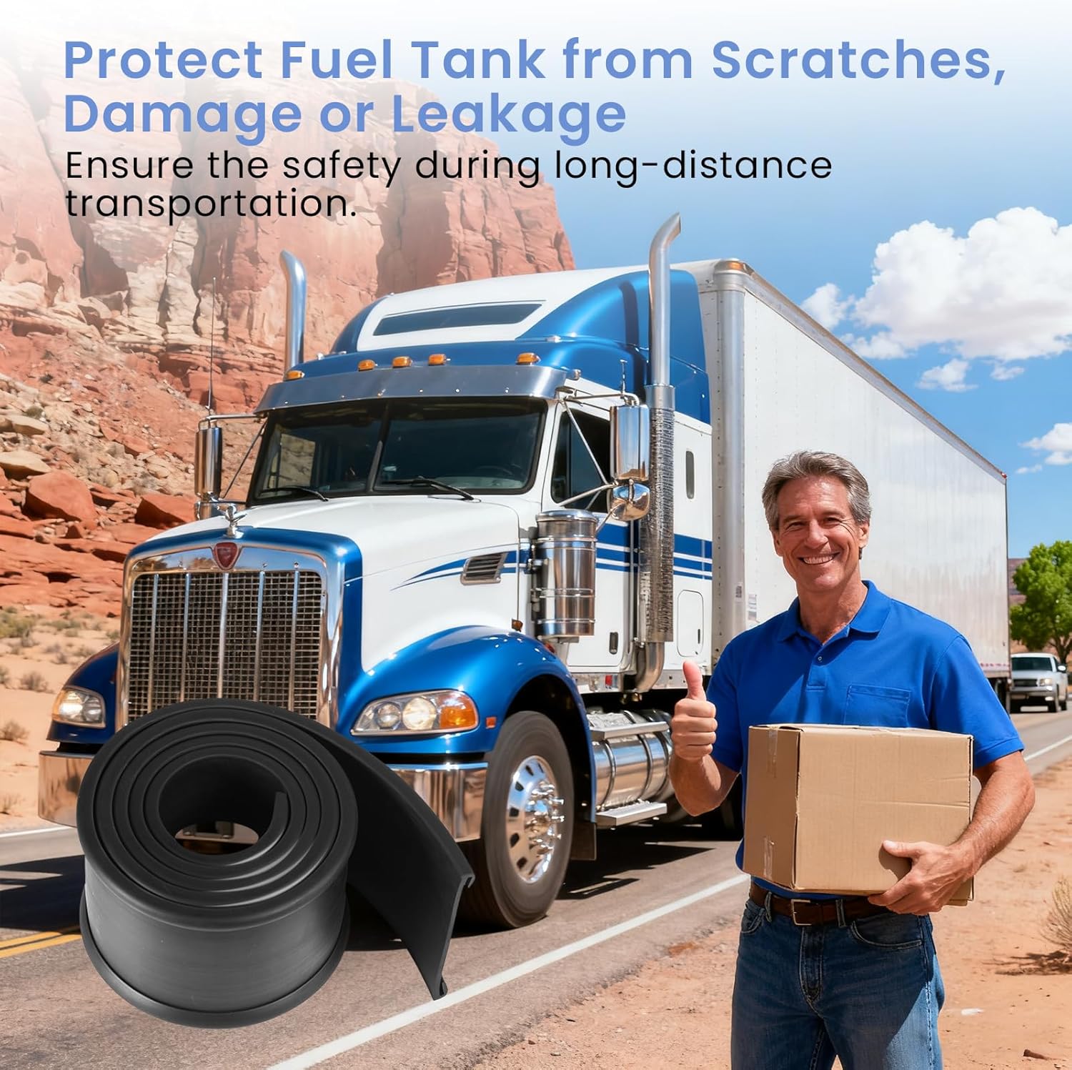 4 Inch Fuel Tank Strap Isolator, Heavy Duty Rubber Band for Gas Tank for Most Semi-Trailer or Trucks, 6 FT Long Fuel Tank Strap Pads,Reduces Vibration &Noise, Prevents Metal Wear