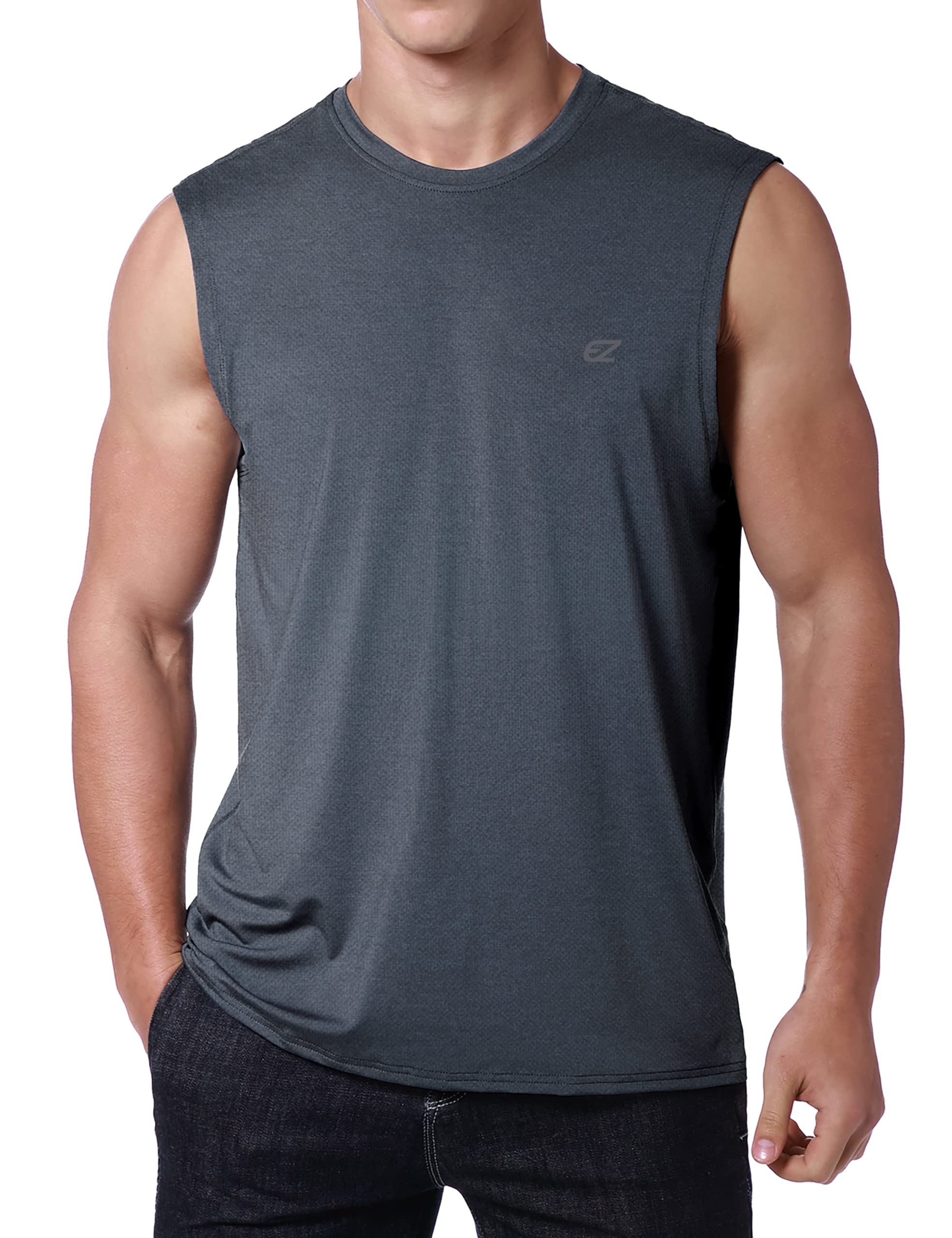 EZRUN Men's Workout Sleeveless Shirts UPF 50+ Summer Beach Swim Shirt Quick Dry Gym Muscle Fitness Running Tank Tops