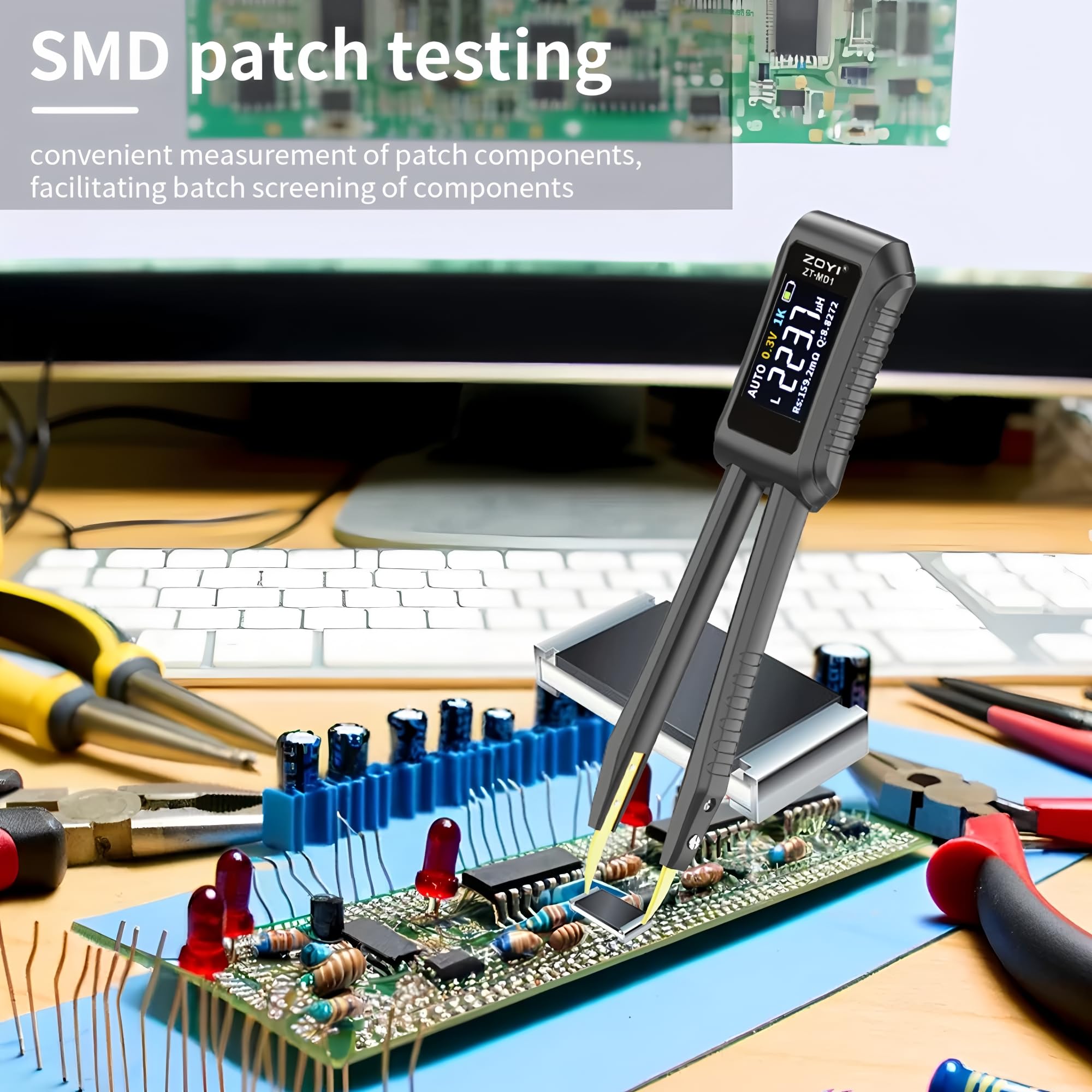 ZT-MD1 Intelligente LCR-Pinzette Kombi für RCL-Dioden- & Durchgangstests mit digitalem Brücken-SMD ESR-Messgerät für präzise Elektronik