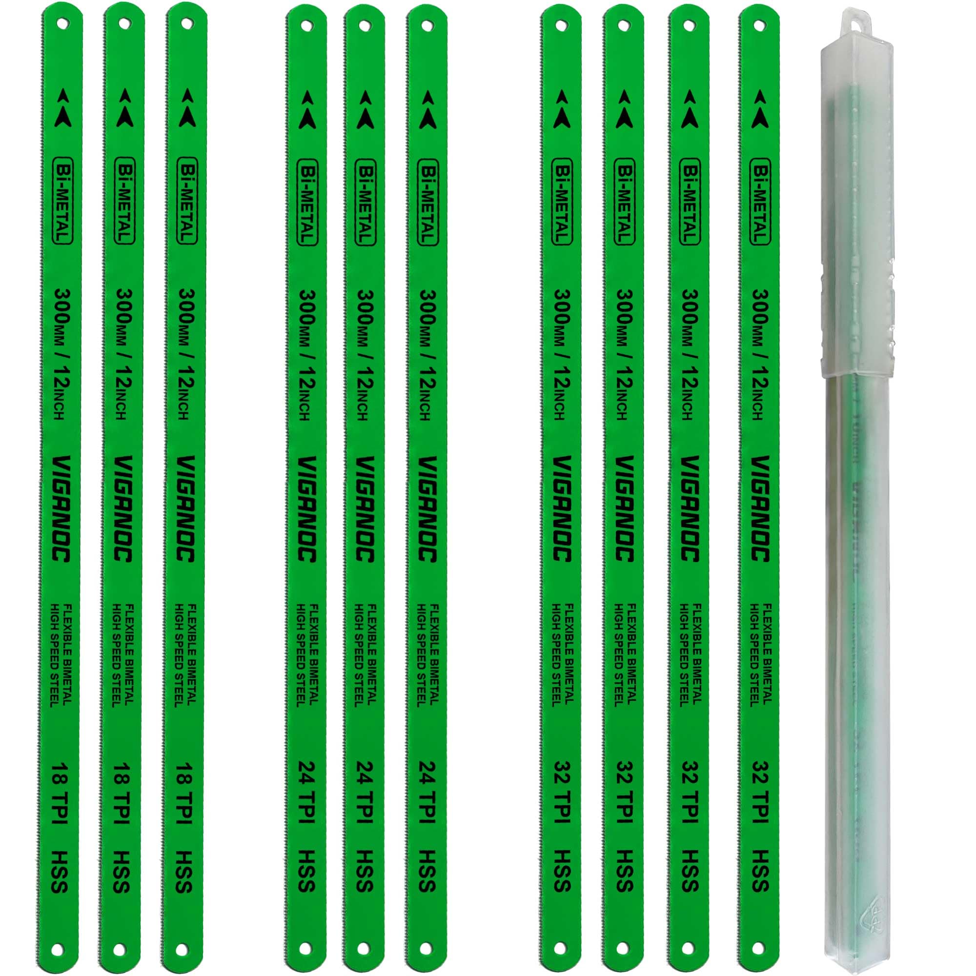 Set di lame di ricambio per seghetto da 30,5 cm, bimetalliche ad alta velocità, in acciaio HSS 18T, 24T, 32T, confezione da 10