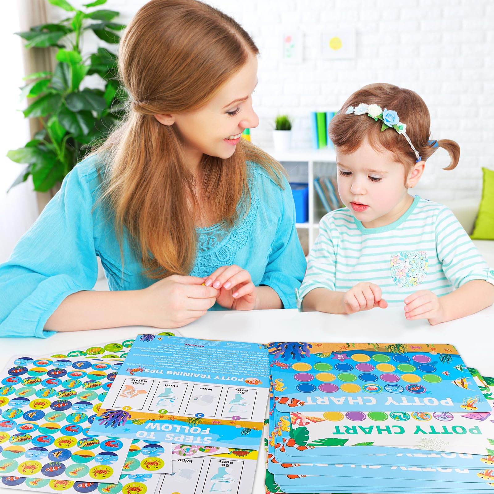 KingYH – Tableau De Récompenses Pour Apprentissage De La Propreté – 2 Thèmes (dinosaures Et Océan) – 480 Autocollants Inclus