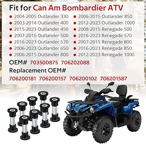 Miniatura 2 de Un kit de bujes de brazo para Can Am Bombardier Outlander Renegade 330 400 450 500 570 650 800 850 1000 2003-2023, OEM # 703500875 706202088