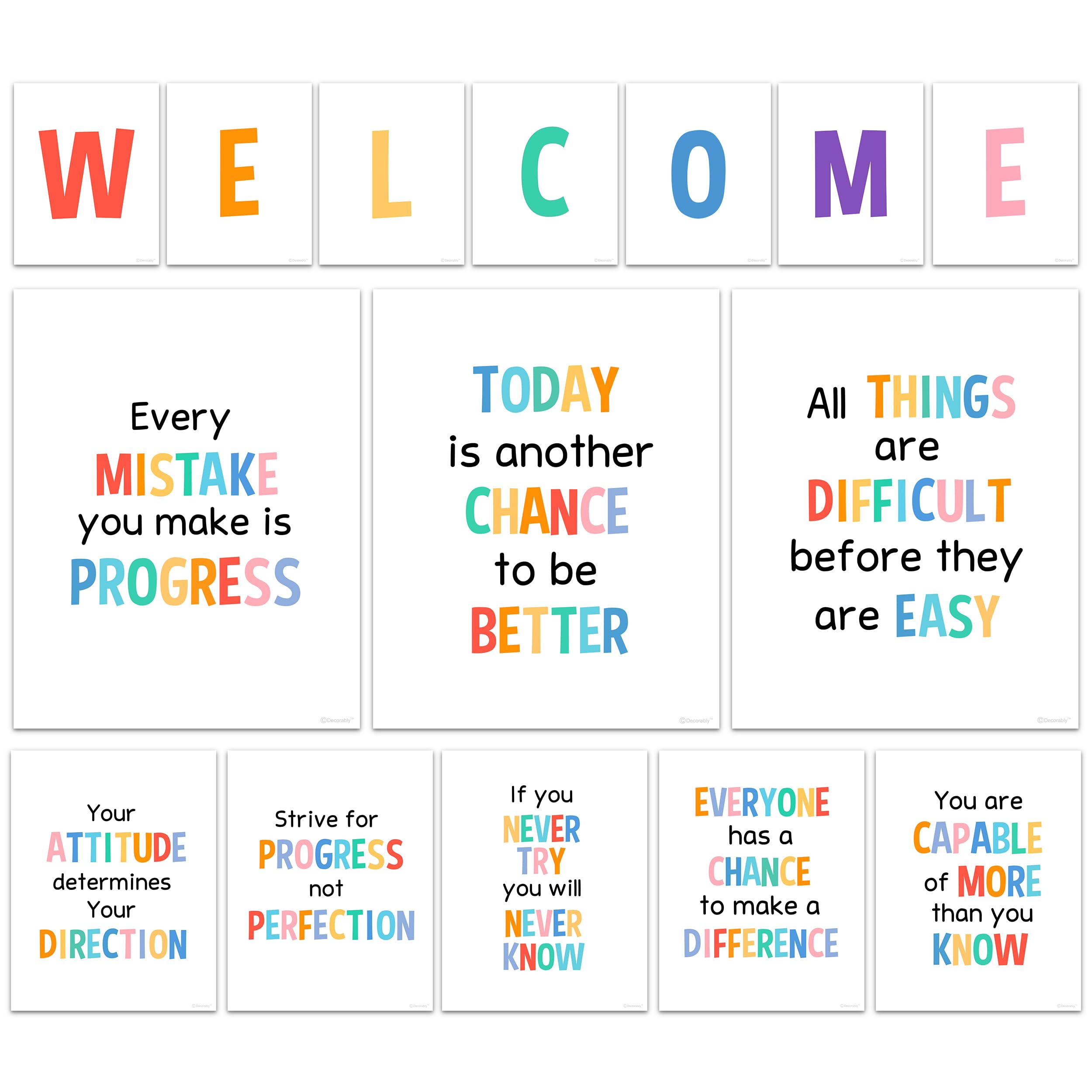 Decorably 15 Colorful Themed Welcome Poster for Classroom