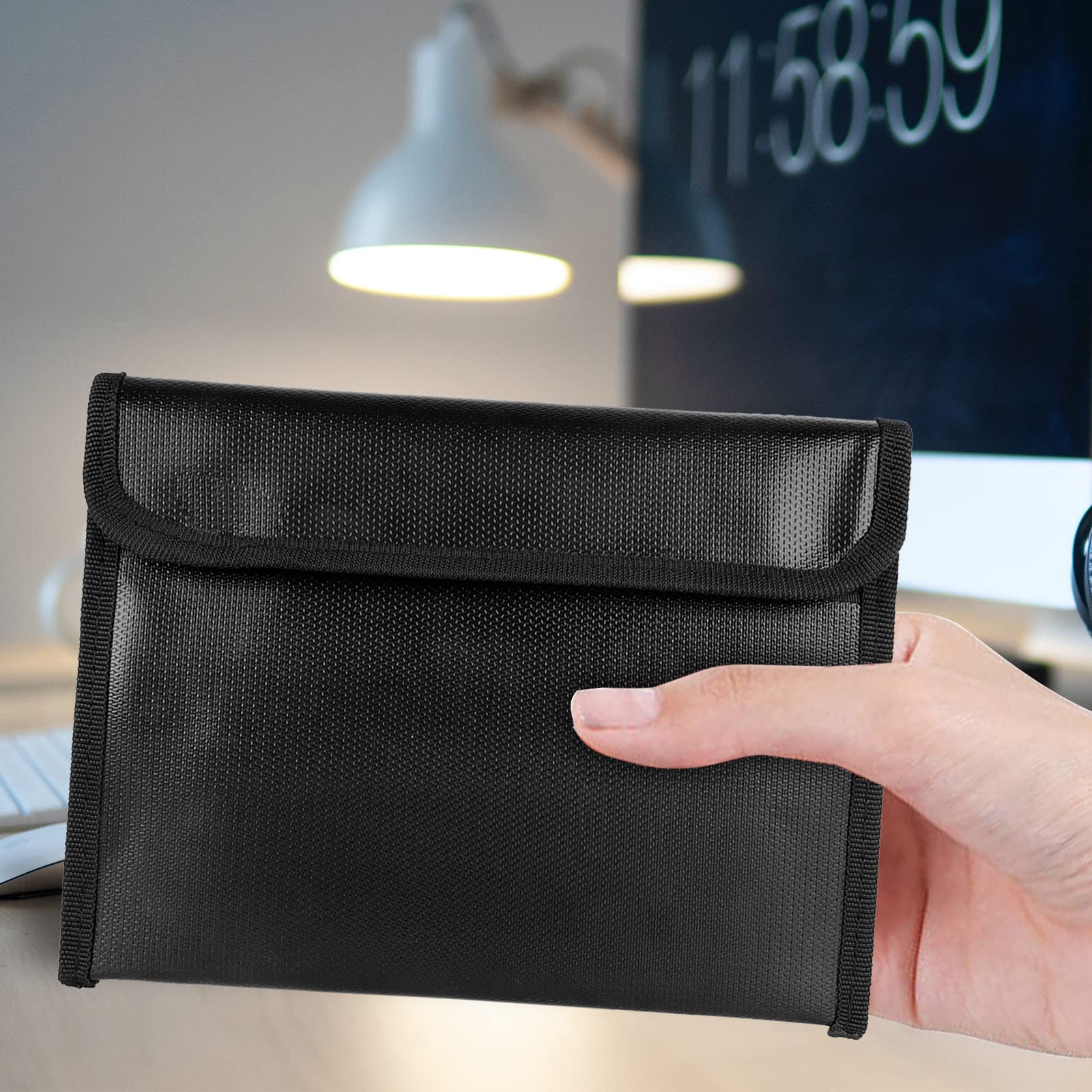 Bolsa ignífuga para documentos A5, de fibra de vidrio, resistente al fuego, con revestimiento de silicona, para facturas, contratos, pasaporte y otros objetos de valor (23 x 18 cm)
